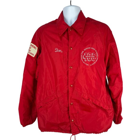 Vintage King Louie Marching 100 Alton Senior High Jacket Red Medium Sax Line USA - Picture 1 of 11